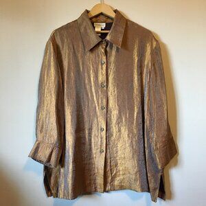 Vintage Coldwater Creek Golden Brown Button Down Shirt